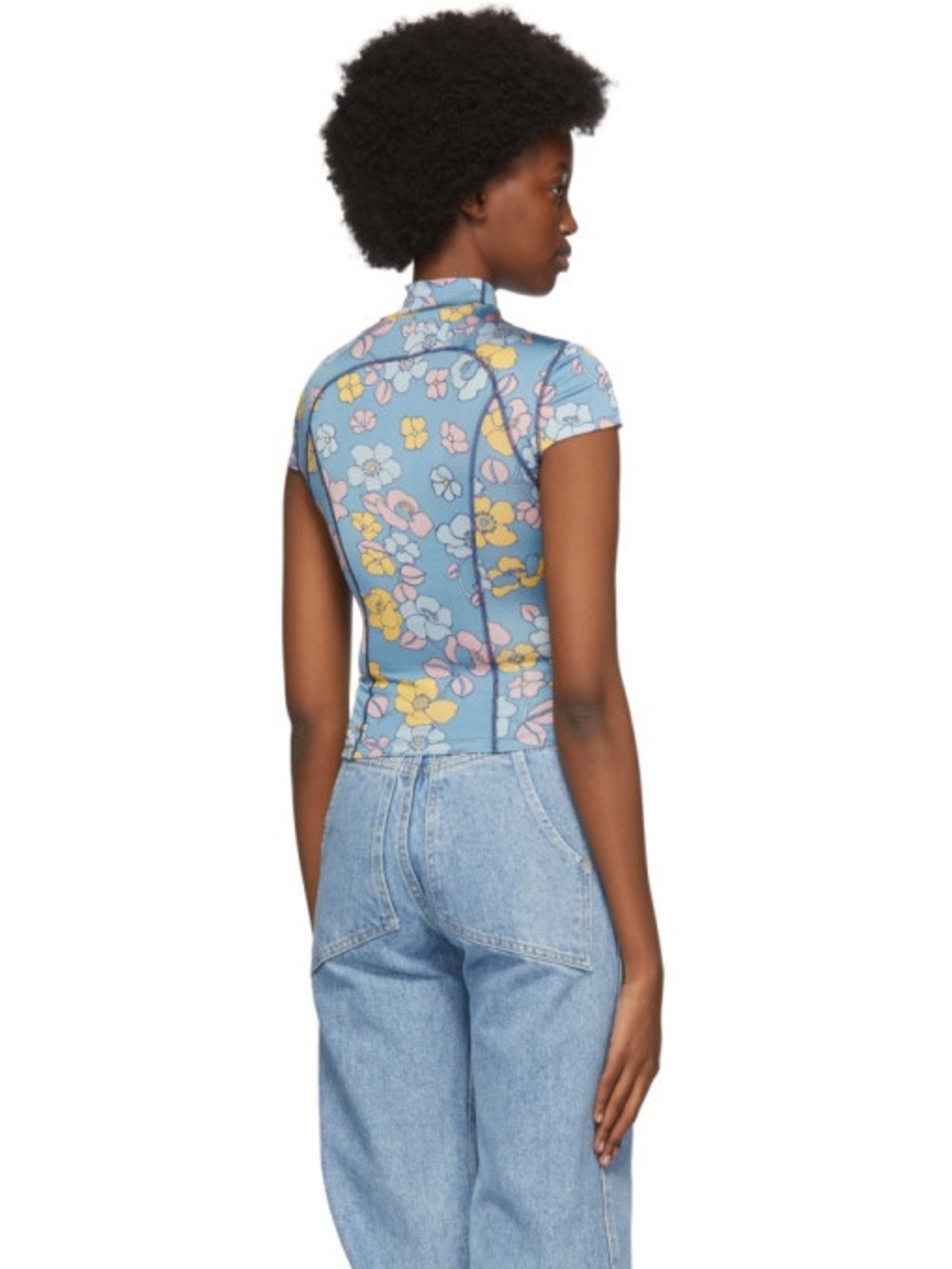 Eckhaus Latta Floral Sport Top in Light Blue - Picture 4 of 5